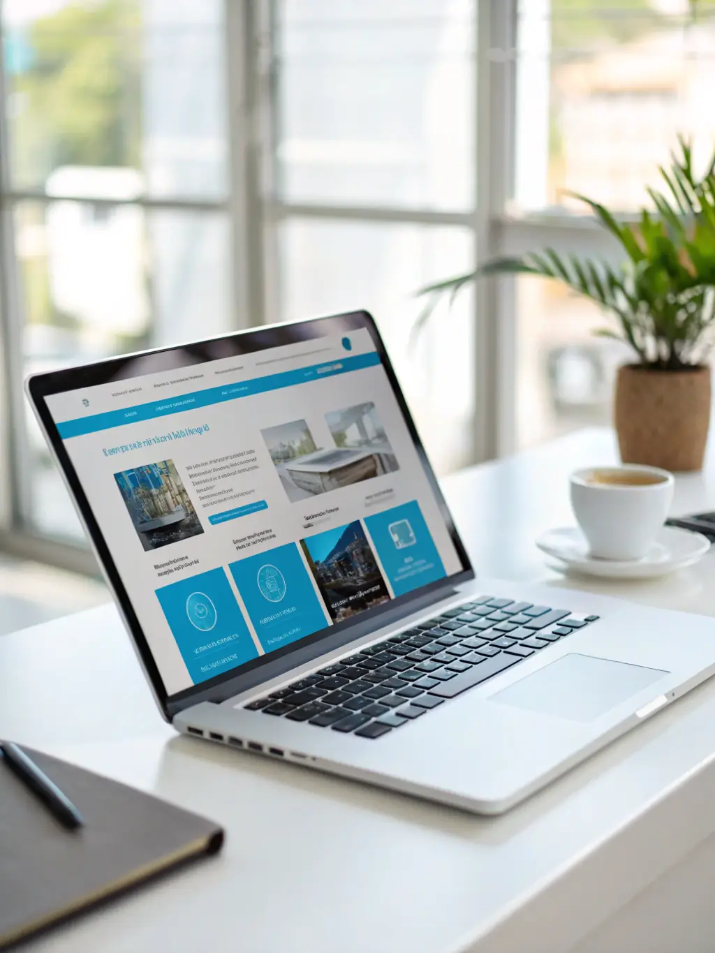 A clean and modern user interface design displayed on a laptop screen, showcasing the importance of UX/UI in web development.